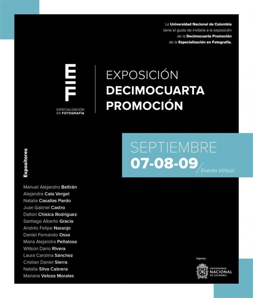 La exposición reúne 13 proyectos fotográficos que son el resultado del trabajo final de los autores y autoras que durante un año 13 proyectos fotográficos se exponen de manera virtual en la Universidad Nacional